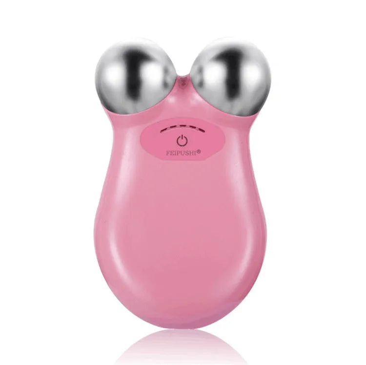 Pink HS-858 micro current facial lifting and firming device on white background