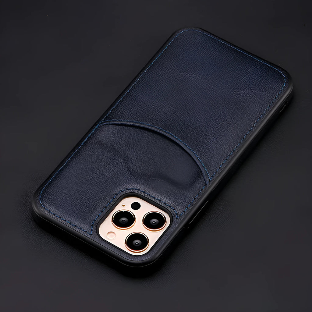 Dark blue PU leather protective case for iPhone on multiple model smartphones