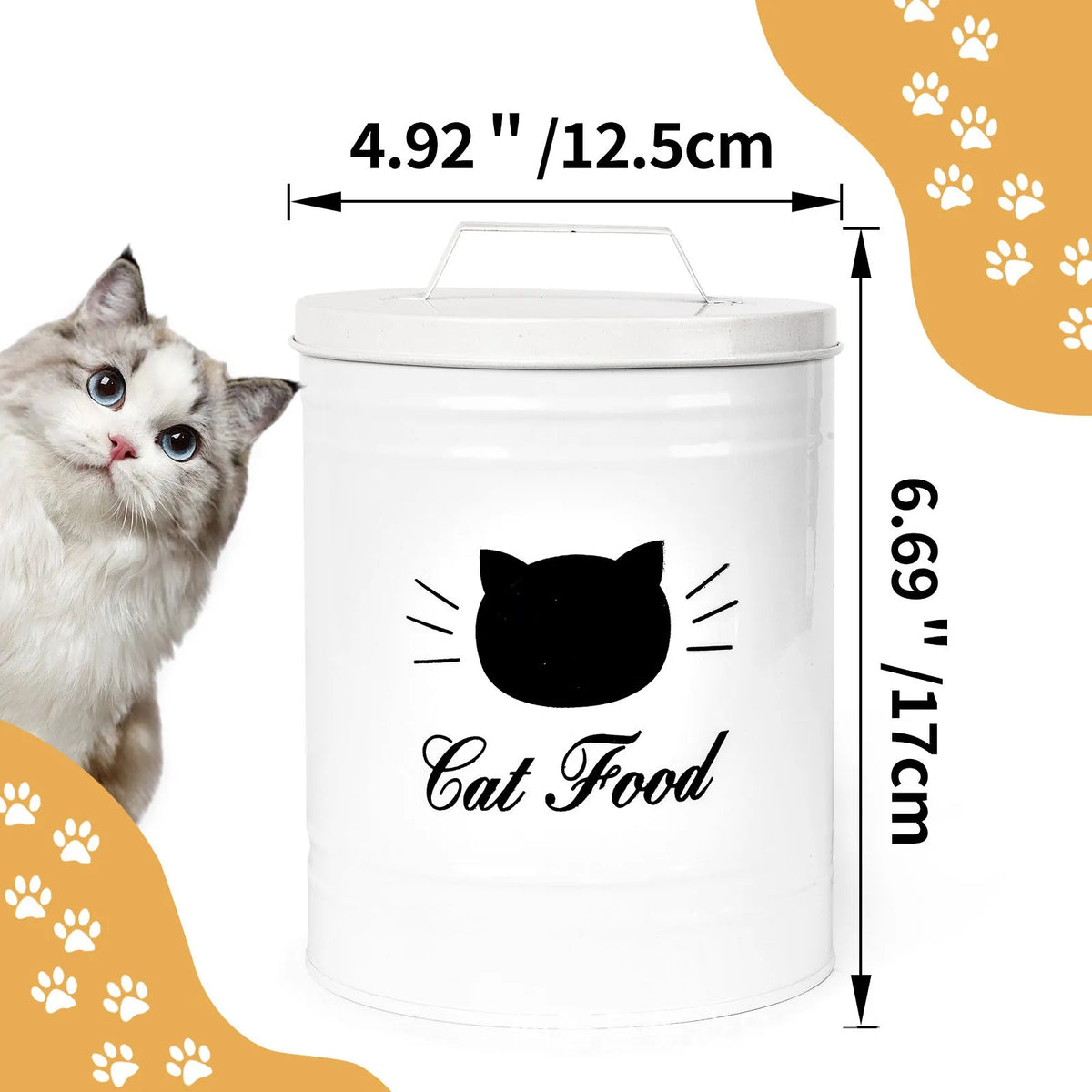 Round iron sheet storage container with 301-500ml capacity for pantry organisation