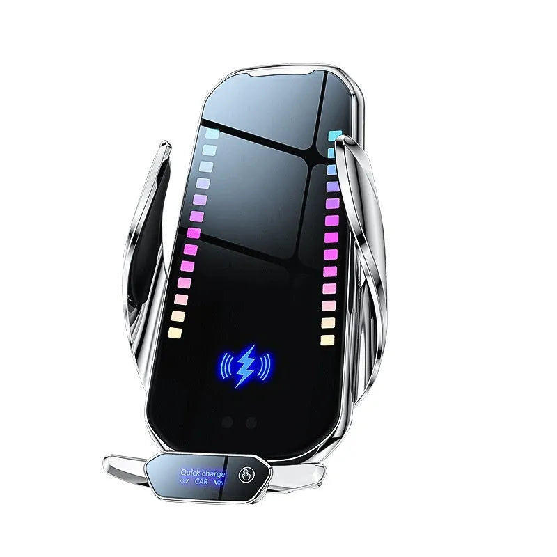 Tarnish silver car phone holder with wireless charging and suction cup mount