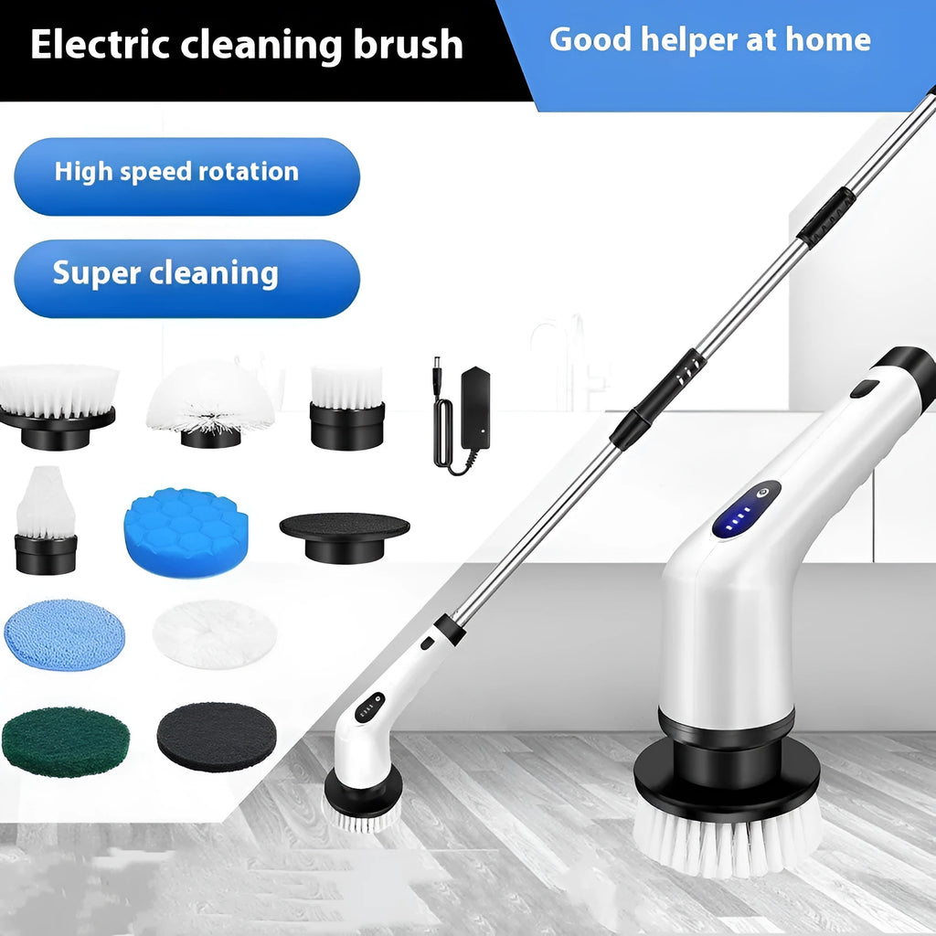 White lithium rechargeable handheld cleaning ball with cleaning brush on a household surface.