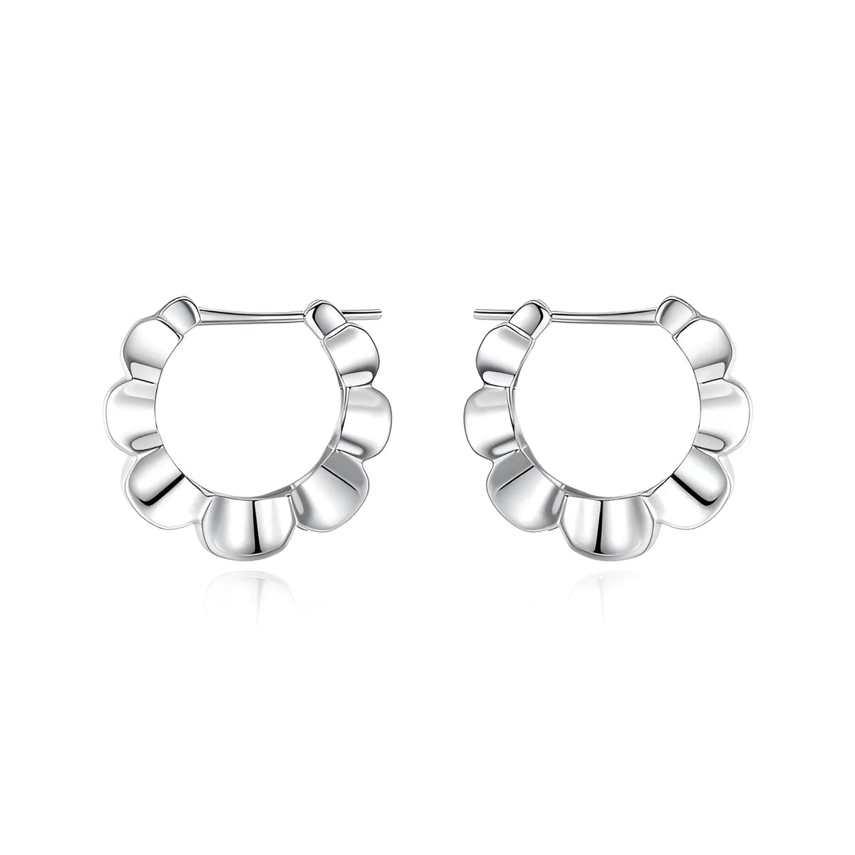 Sterling silver retro geometric earrings with round elements and electroplated finish