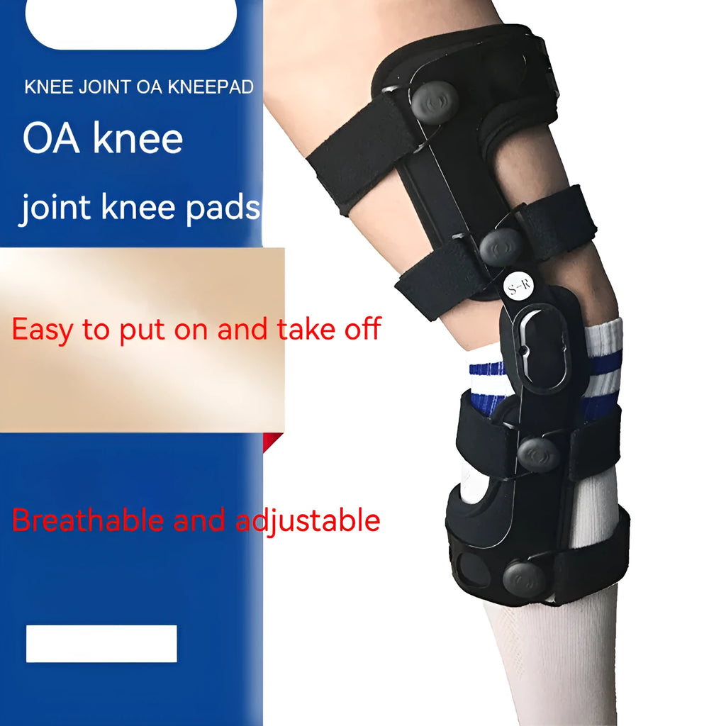 Black anterior ligament knee pad supporter with iron frame and brushed cloth surface