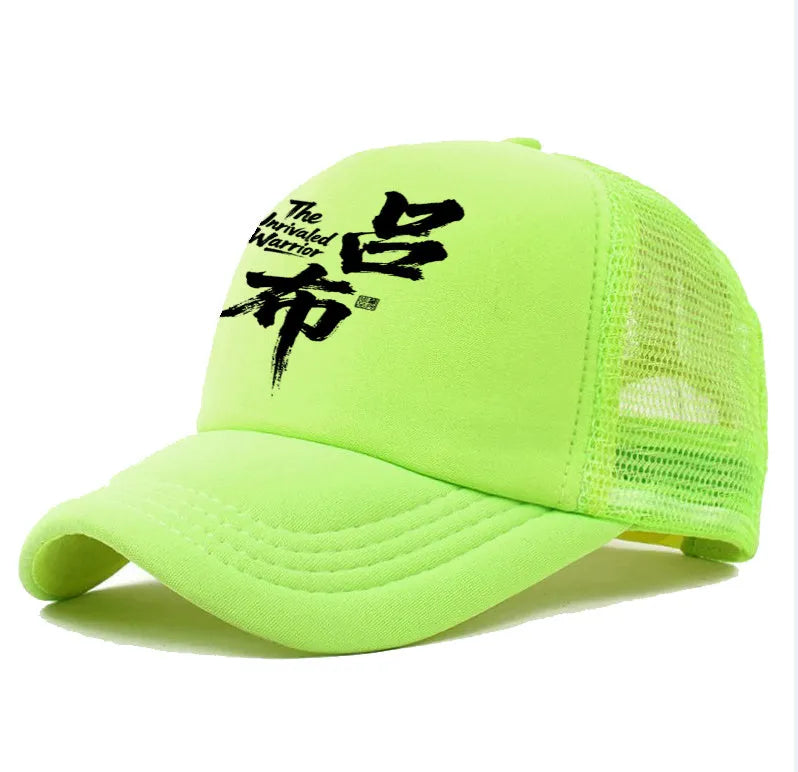 Men's casual polyester baseball cap shown in black, with a curved peak and adjustable back strap.