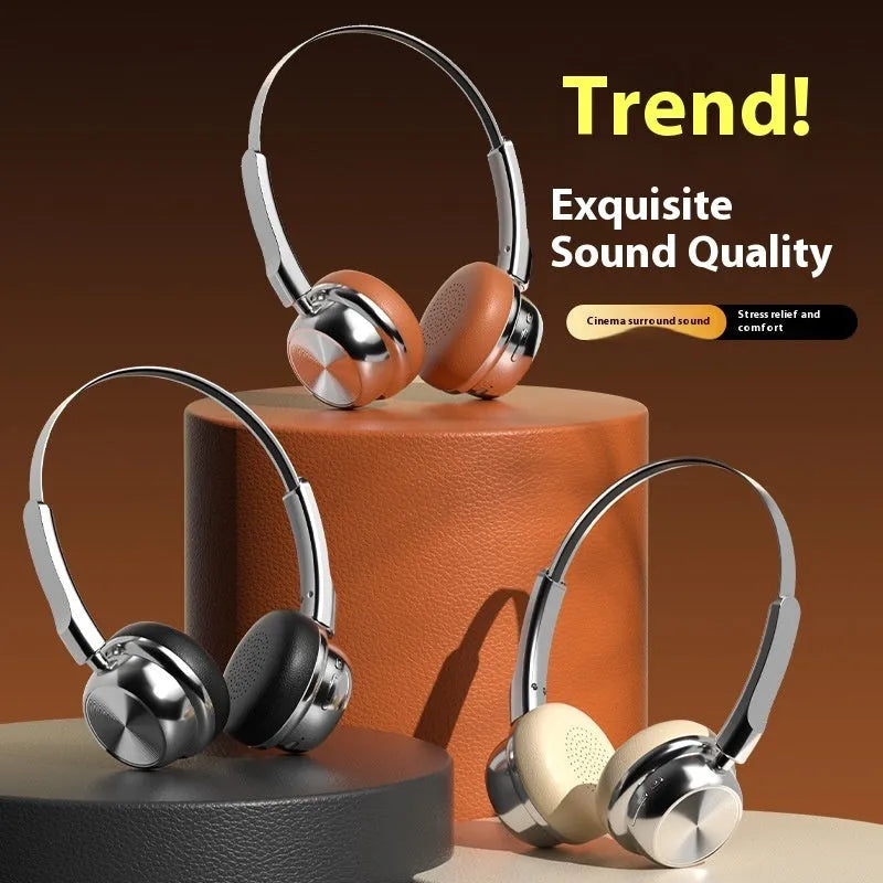 Retro metal head-mounted Bluetooth headset in Silver Brown, Silver Black or Apricot with Jerry chip and 10-metre range