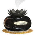 Round pure black lotus aromatherapy humidifier with USB cable and ceramic construction