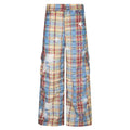 Men's blue and yellow plaid retro overalls with straight-leg trousers design and mid-waist fit