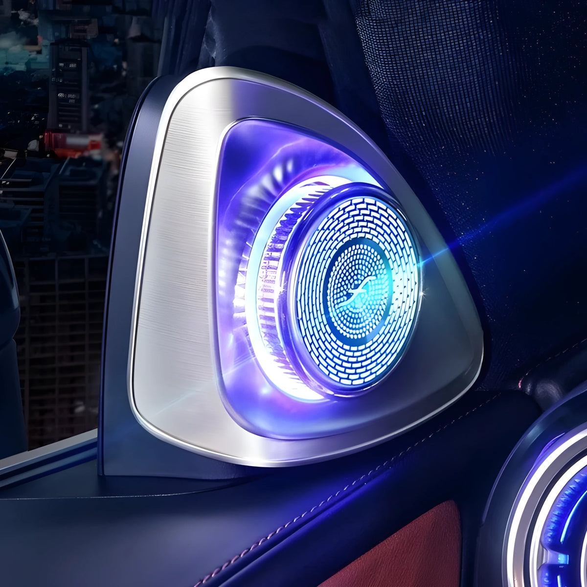 Pair of Burmester rotating tweeter speakers for Mercedes-Benz GLC, ABS construction.