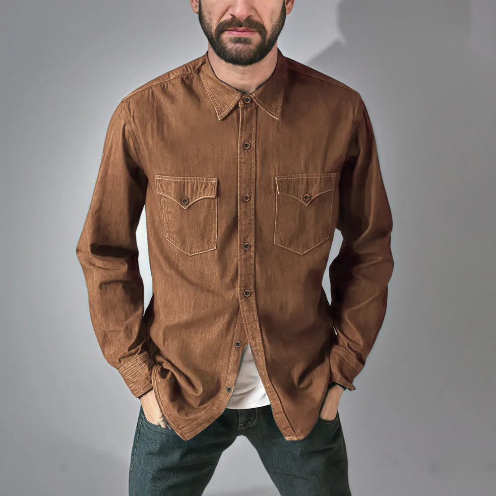 Cotton denim cardigan coat in regular fit available in multiple colours and sizes.
