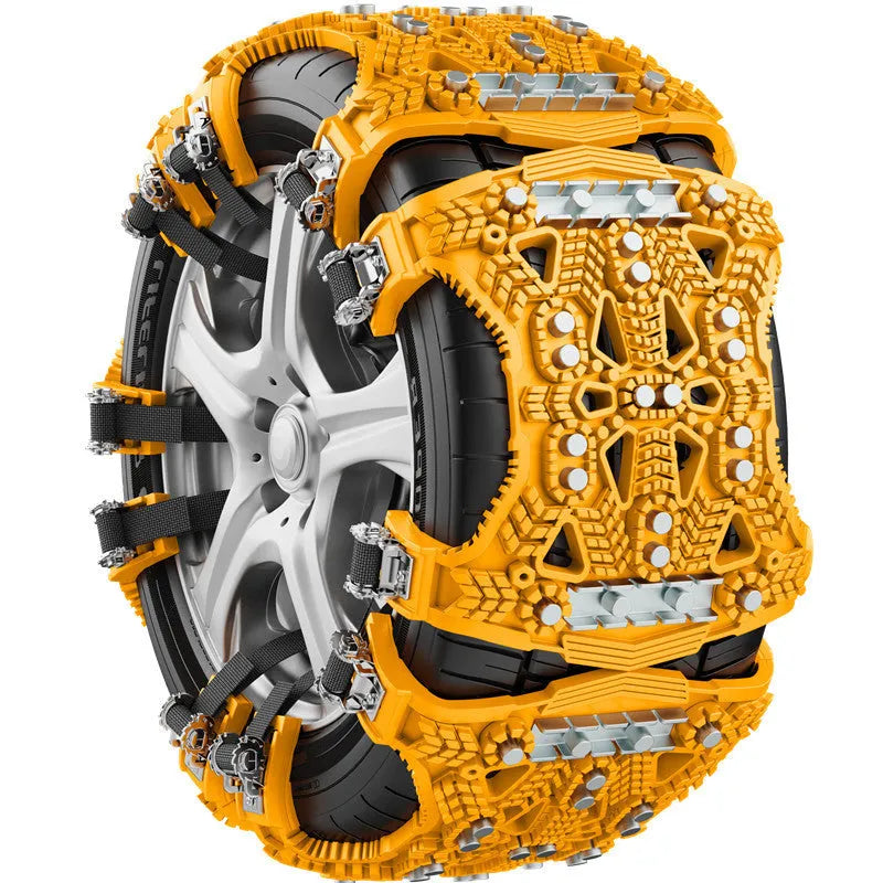 Universal steel anti-skid chain set for cars and SUVs with installation tools