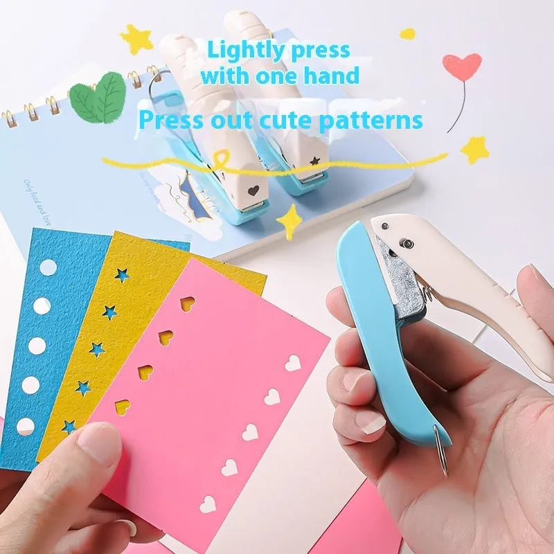 Manual hand punch press with love, star, 4mm and 6mm round pattern dies for craft embossing.
