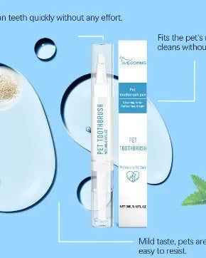 Soft Breath Care Pet Toothbrush Pen with soft brush head and 3ml dental gel for cats and dogs