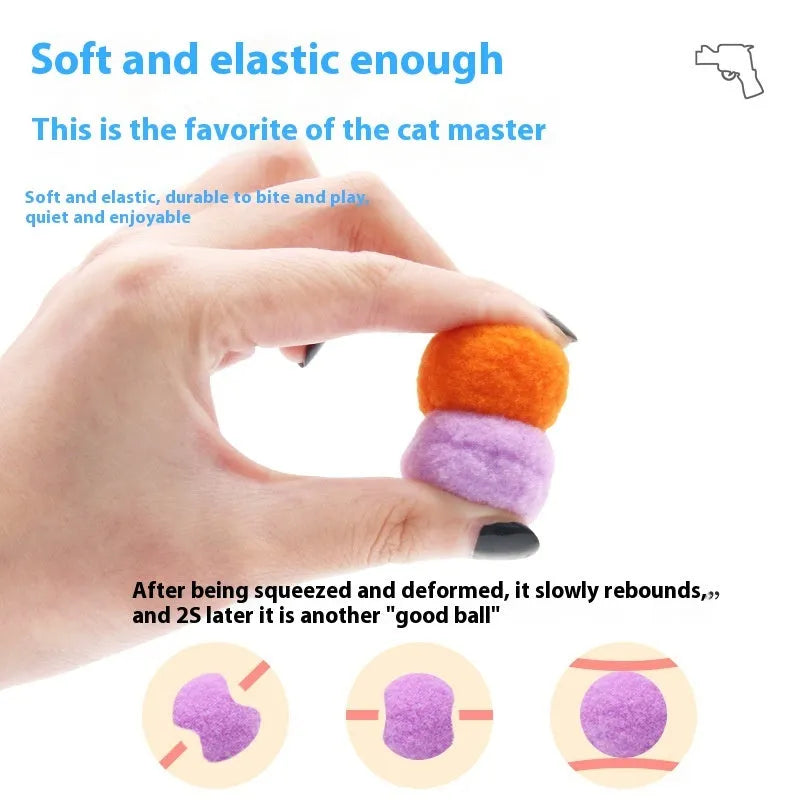Interactive pet toy gun with multiple plush balls for dog and cat play sessions
