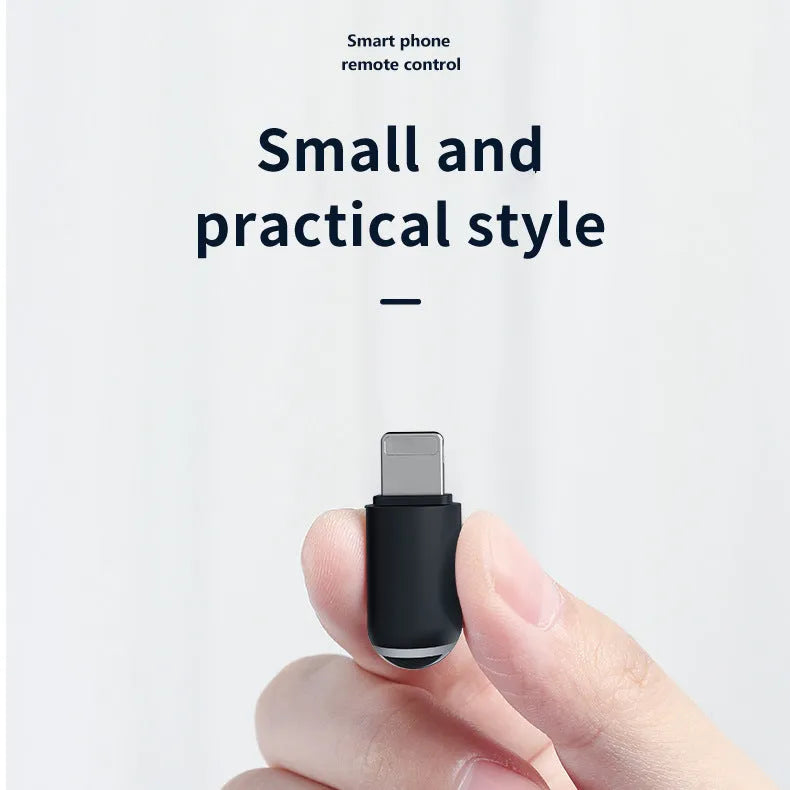 Black capsule infrared universal remote control showing lightning, type-c and micro-usb interface options
