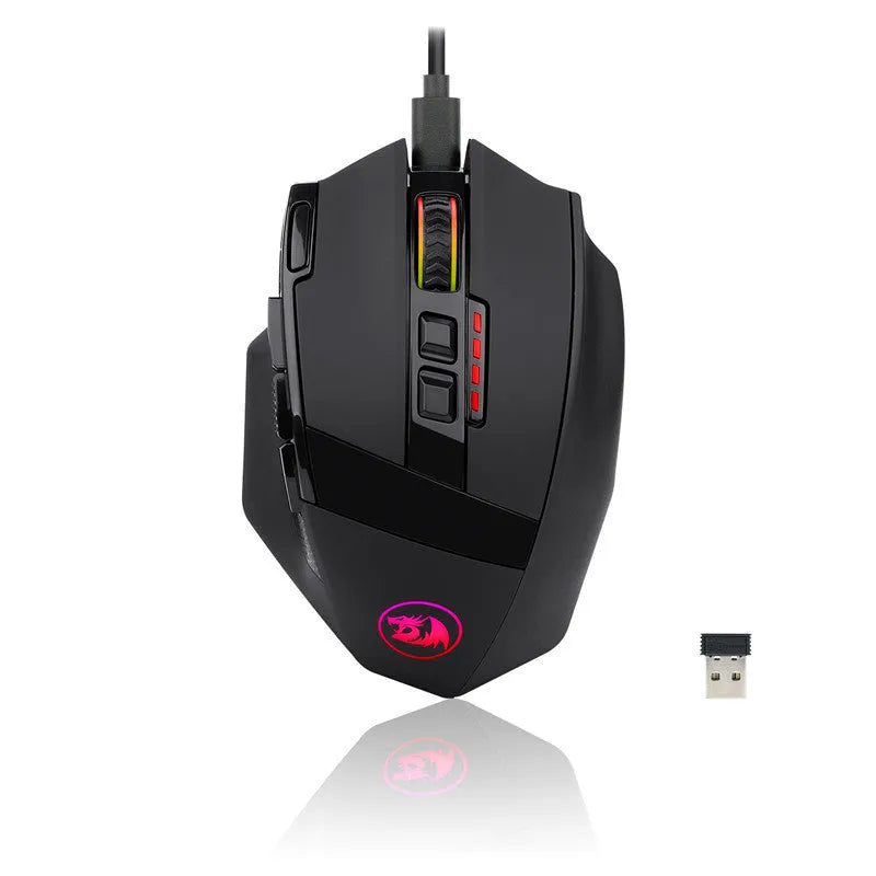 Redragon M801P black wireless gaming mouse with nine programmable buttons