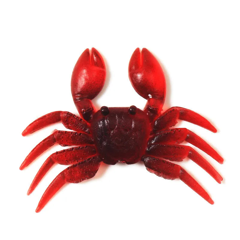 PVC software artificial crab fishing lure in red and brown colours, measuring 8cm in length.