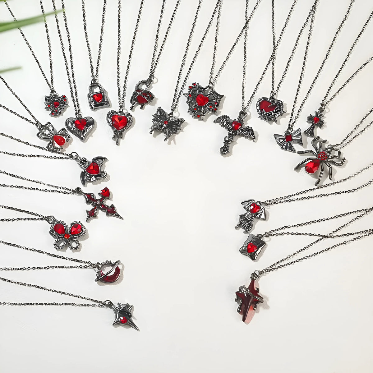 A Halloween necklace with a dark gothic-style zinc alloy pendant on an alloy chain.
