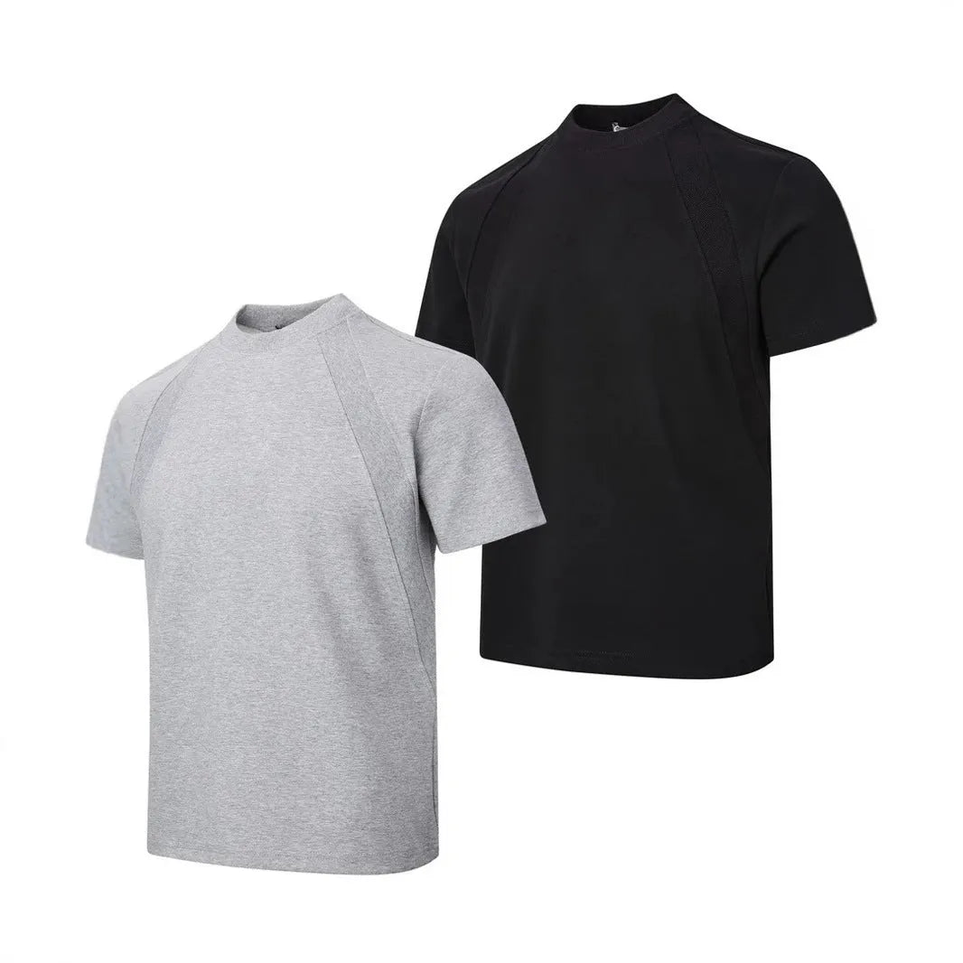 Women's loose fit short sleeve top with air layer stitching texture in polyester fabric