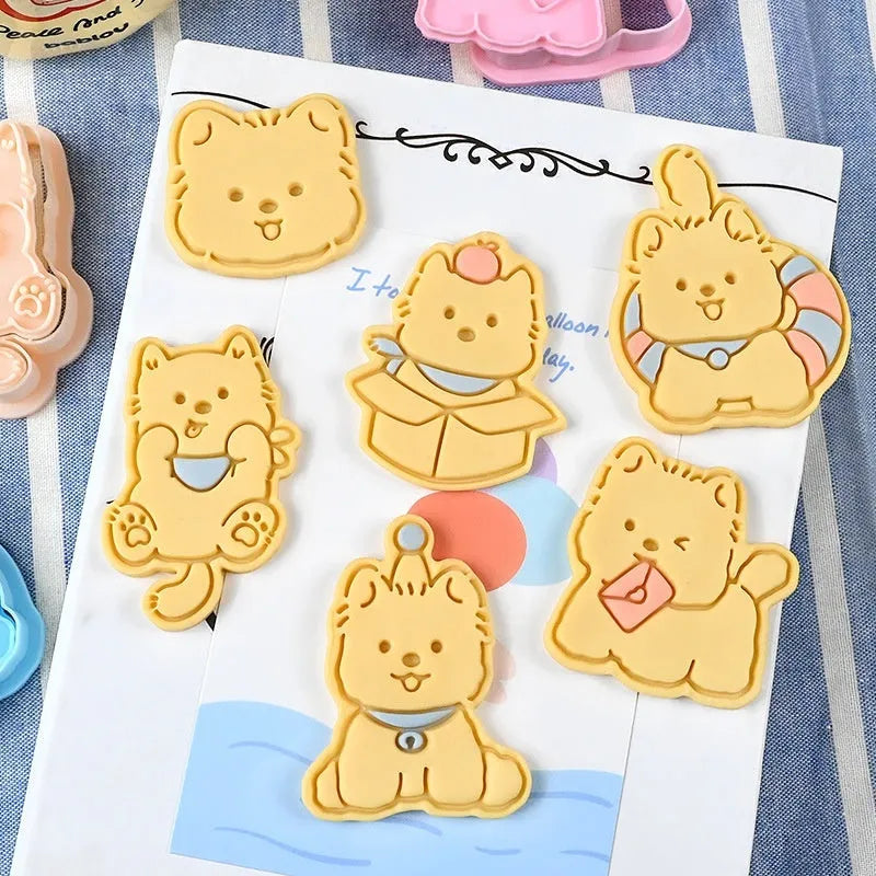 Three dimensional plastic biscuit mould showing puppy cartoon design impressions