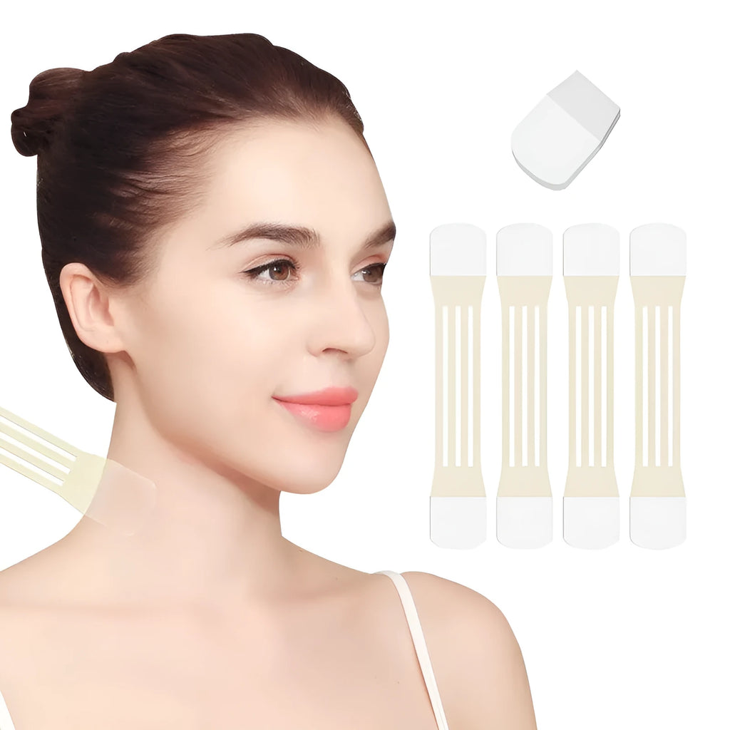 Skin tone neck firming adhesive tape with V27 pattern sling and twenty patches