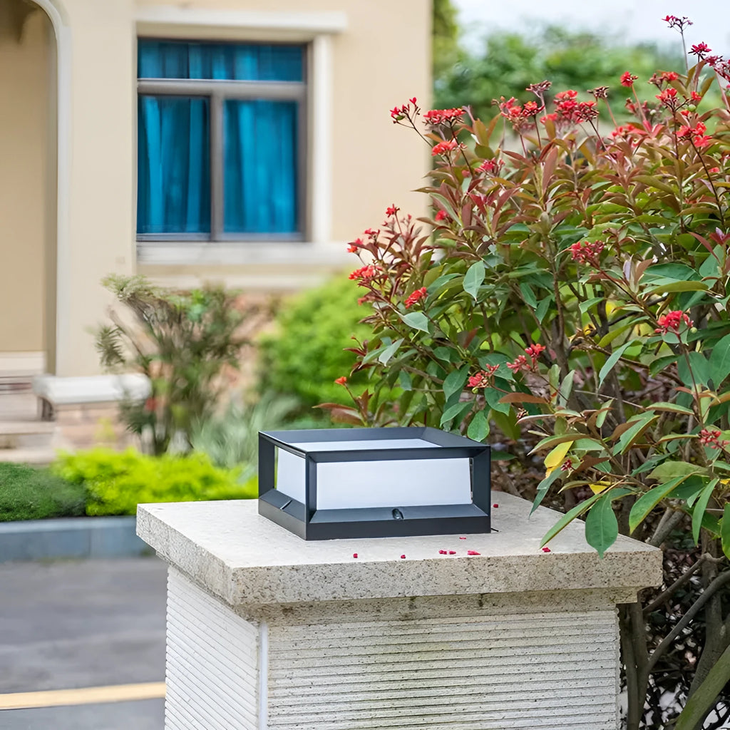 Aluminium solar-powered LED column light for outdoor wall or door mounting.
