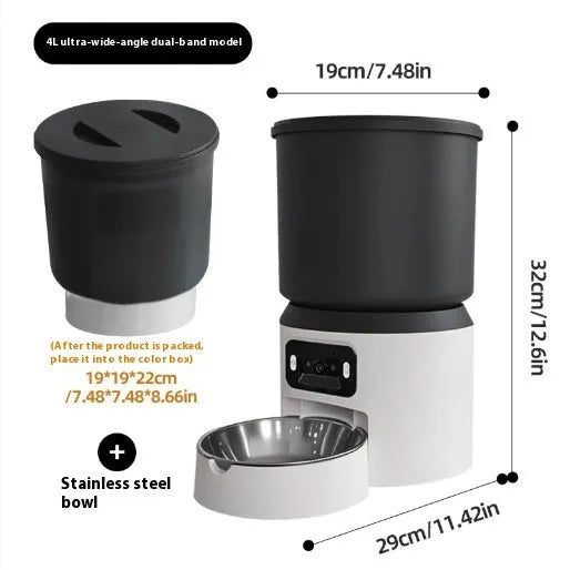 4L smart pet feeder with stainless steel bowl and control panel
