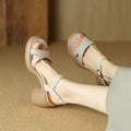 Women's open toe platform sandals in milky white colour showing microfiber uppers and rubber soles