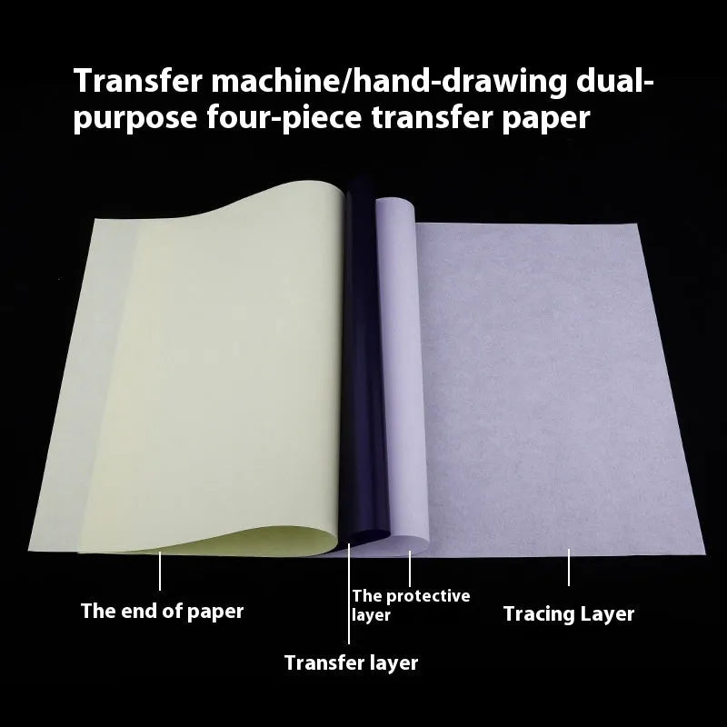 A4 tattoo transfer paper quadruple copy sheets for hand drawing lines with transfer paste gel