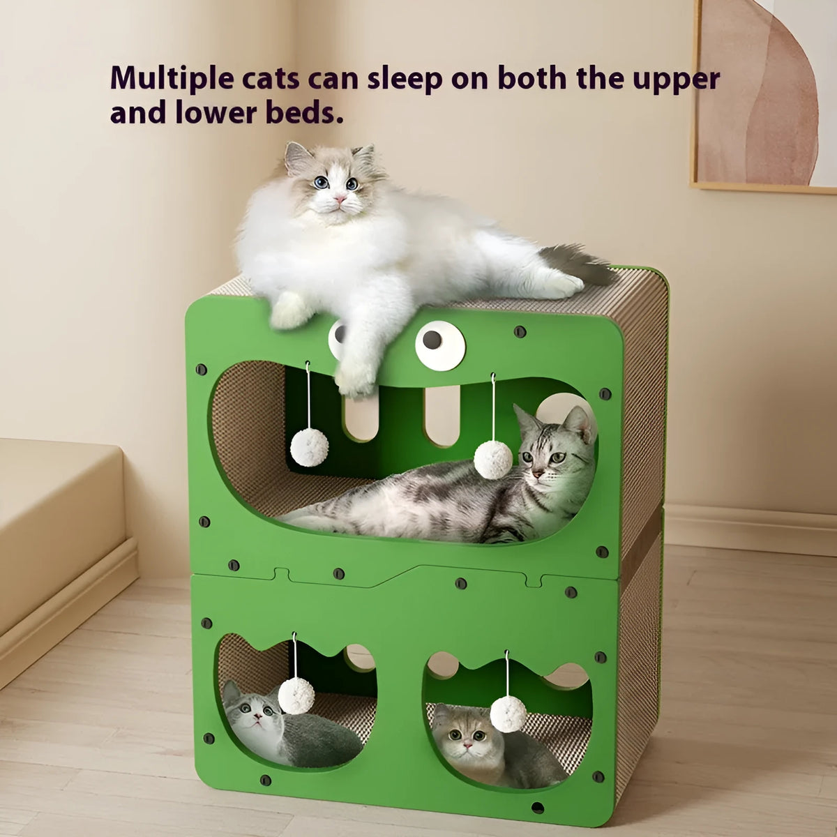 Double-layer cat scratching board and enclosed nest in choice of six visual styles
