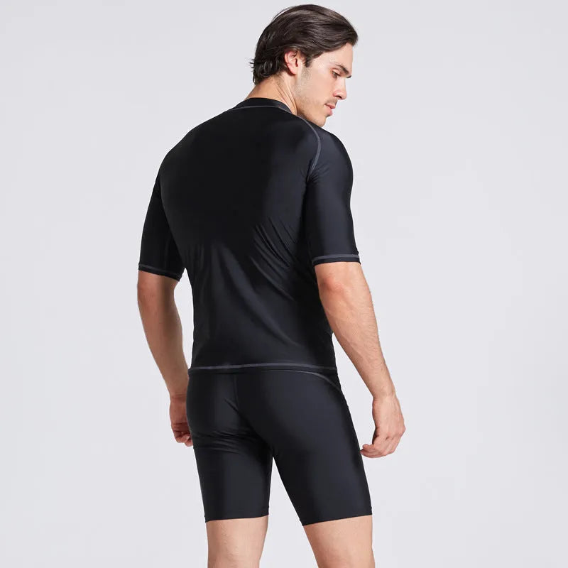 Men's quick-drying half sleeve swimsuit set in nylon for snorkeling and surfing