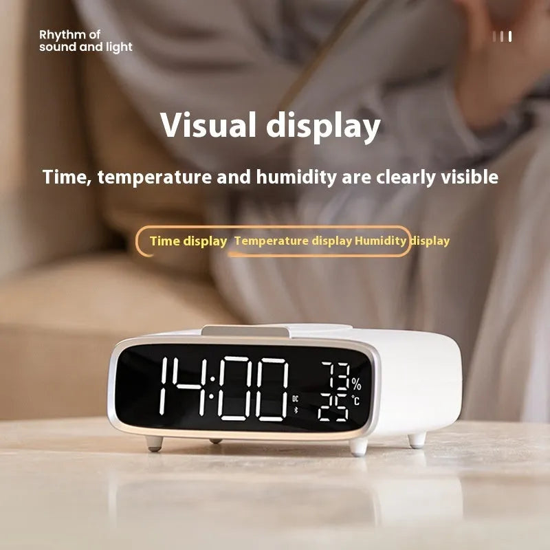 White ABS acrylic Bluetooth speaker wireless charger with night lamp function