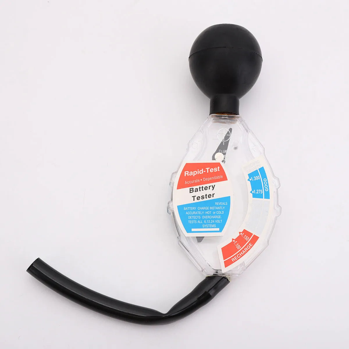 Suction electrolyte hydrometer for lead acid battery testing showing measurement scale and ABS construction