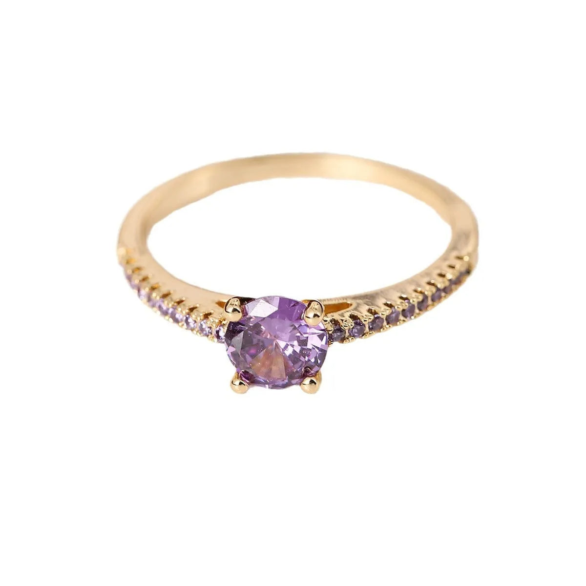 A hexagonal geometric zircon ring in a copper electroplated finish, showing one of the ten available colour options.