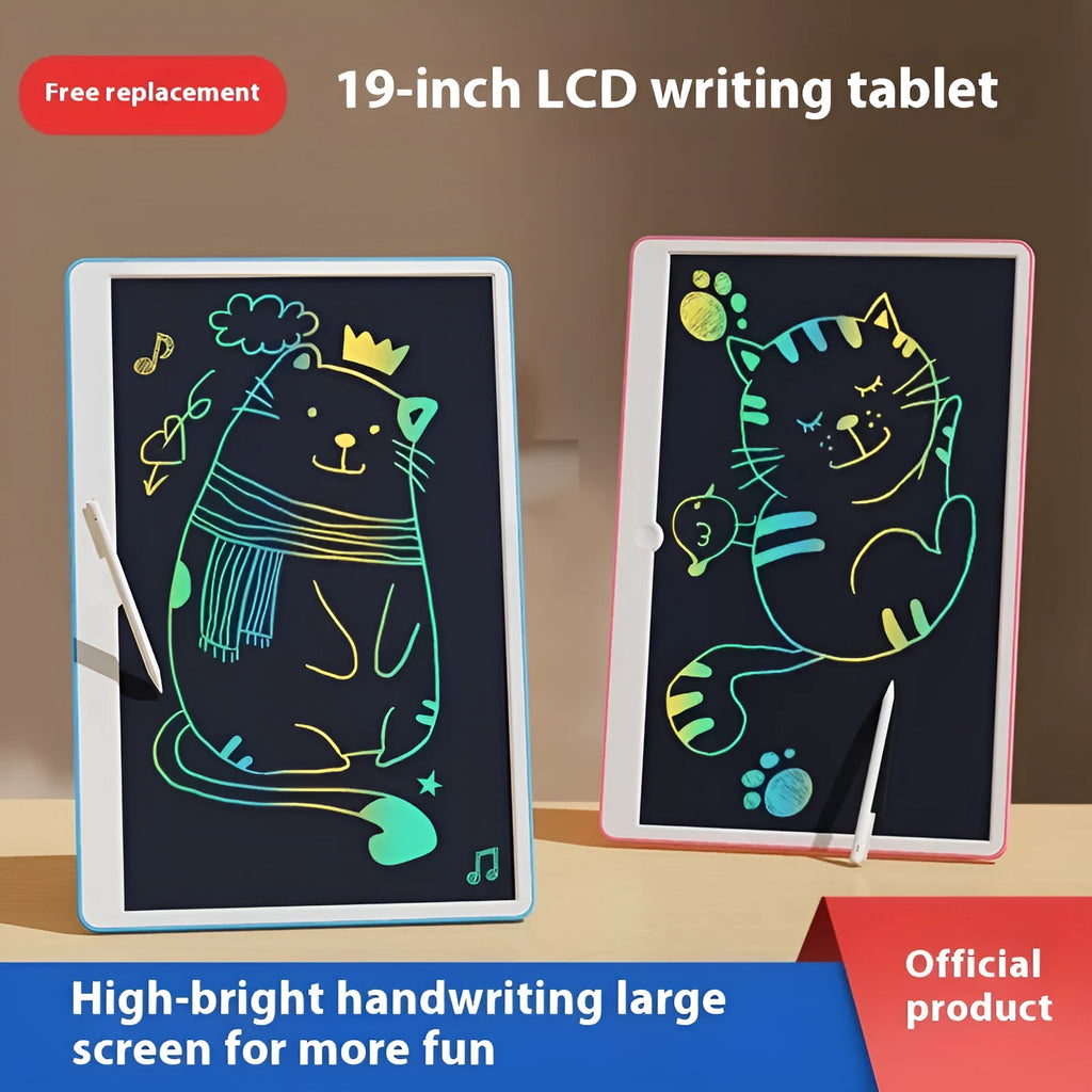 19-inch LCD drawing board in blue and white with stylus for children's creative sketching