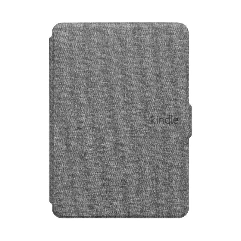 Linen-textured leather look protective case for Kindle e-reader with magnetic closure in multiple colour options
