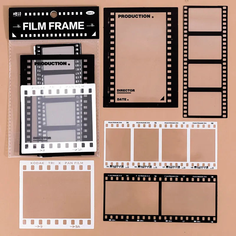 Pack of 15 retro-themed decorative sticker sheets with frame designs on transparent PET paper.