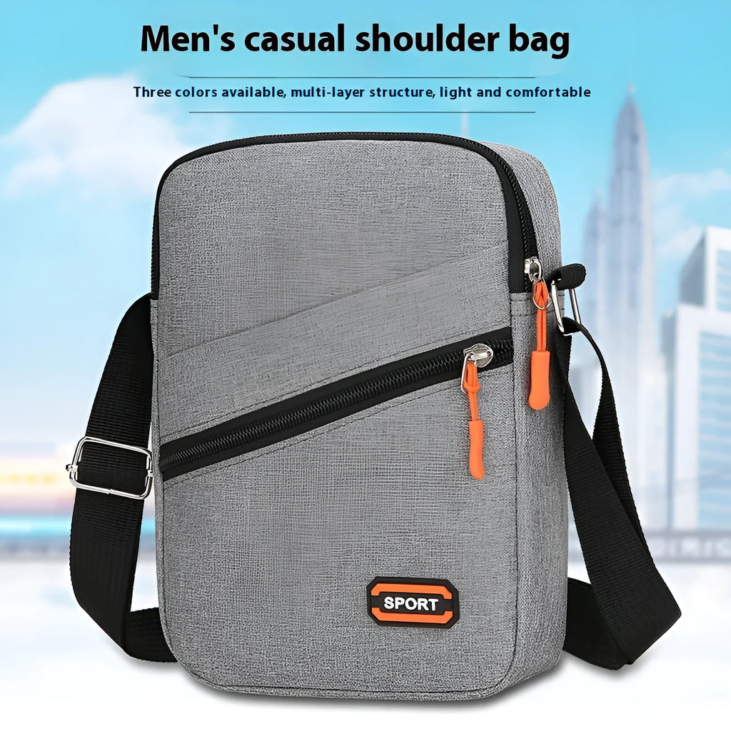 Ultra-light Oxford cloth commuter crossbody bag in solid colour with contrast trim