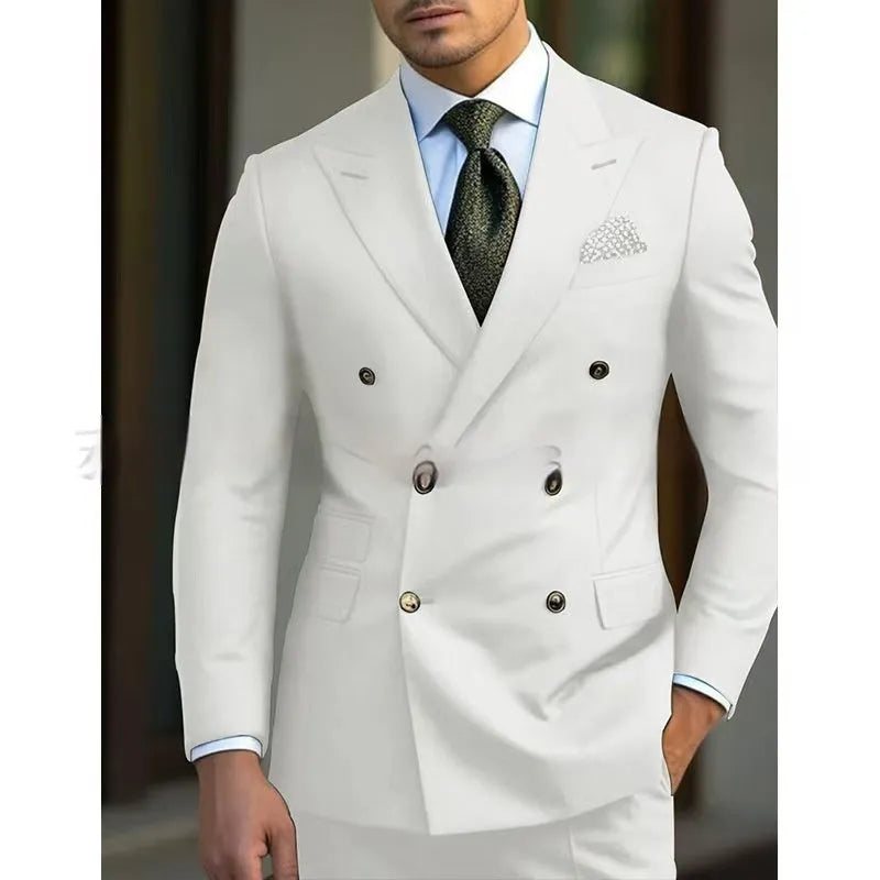 Men's light business two-piece suit in chemical fibre blend available in multiple colours and sizes XXS to 7XL