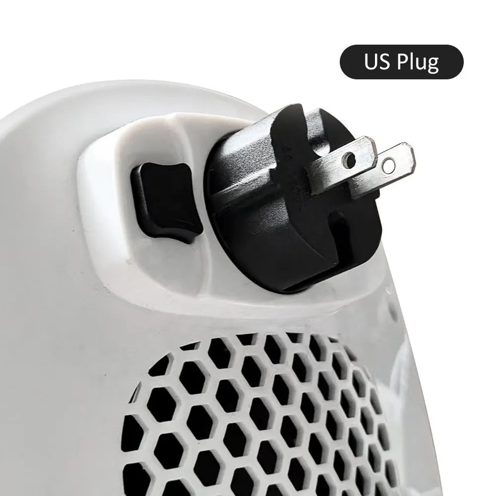 White ceramic heating electric heater with remote control, dual voltage compatible for EU and US outlets