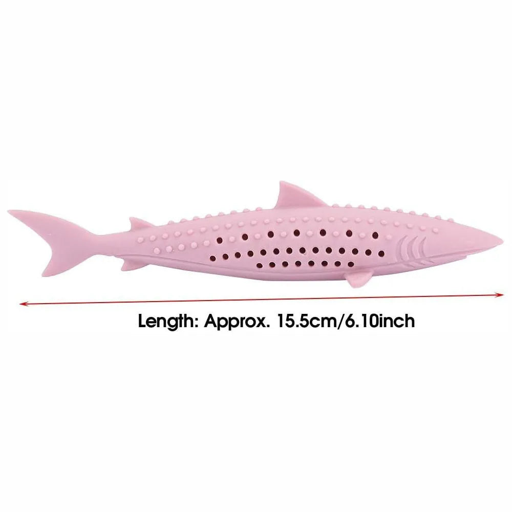 Fish shaped silicone cat chew toy with breathable side holes for catnip scent diffusion