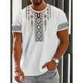 Men's loose fit short-sleeved T-shirt with 3D printed stripe patterns in business casual style