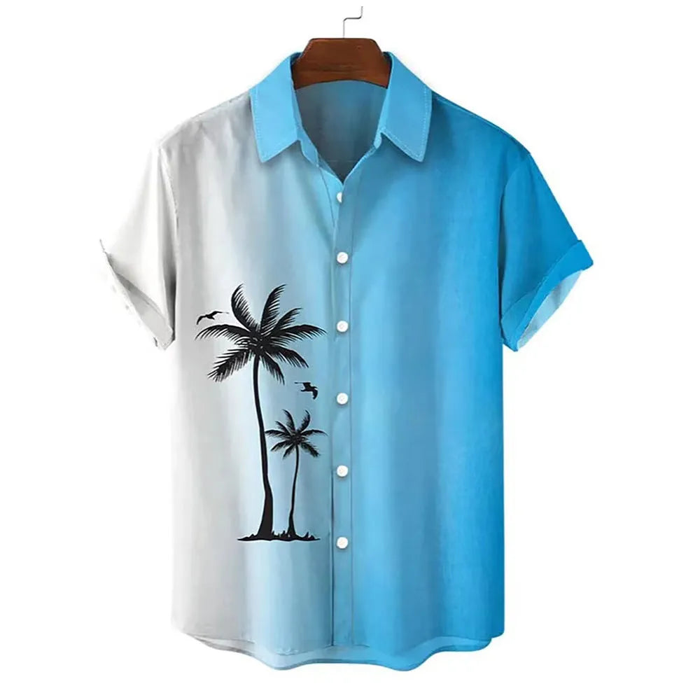 Men's Hawaiian shirt with 3D printed pattern in regular fit cardigan style