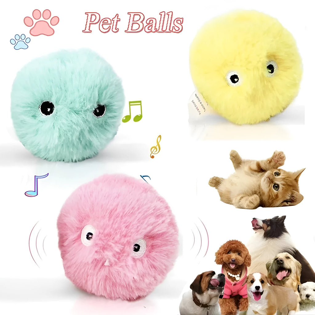 55mm diameter interactive cat toy ball in blue, pink or yellow colours with animal sound effects