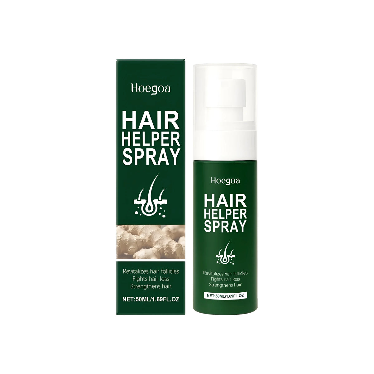 50ml Hair Helper Spray bottle with ginger and botanical extract formula