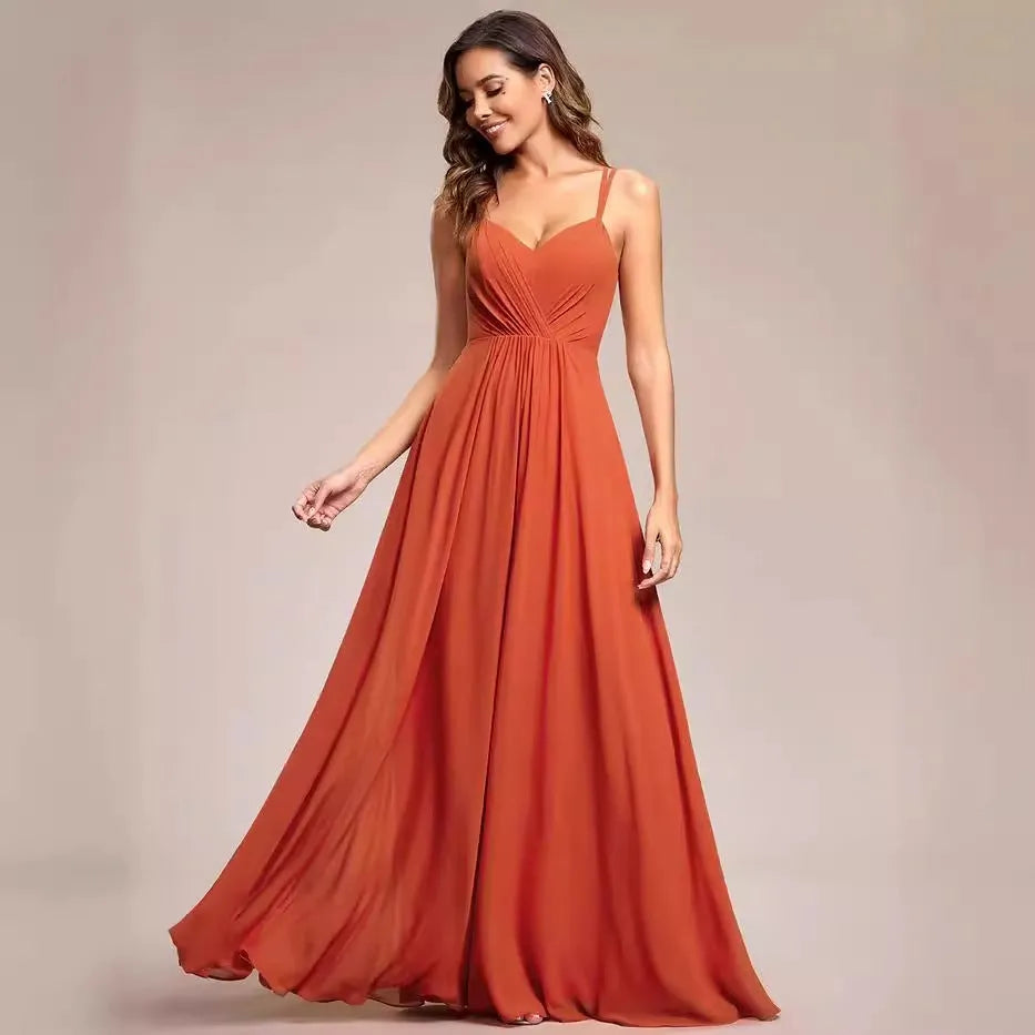 Women's long pleated A-line dress in polyester fabric, sleeveless design available in multiple colours