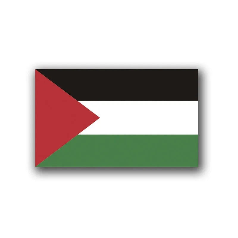 Palestinian flag car decal sticker on vehicle window showing three design options