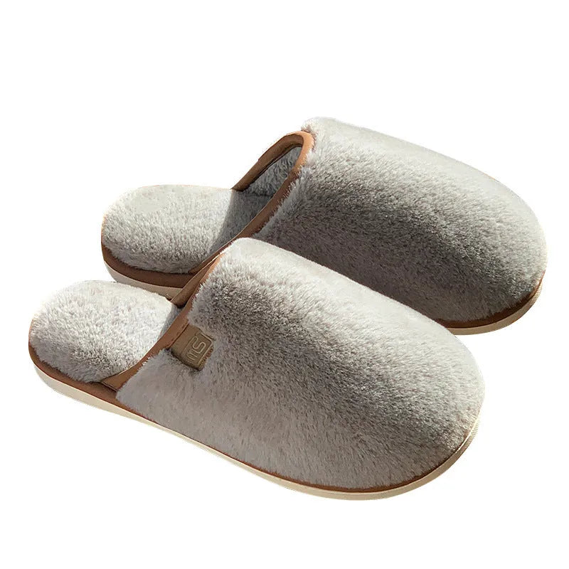 PVC winter plush slippers in solid colours with non-slip soles and car stitching detail