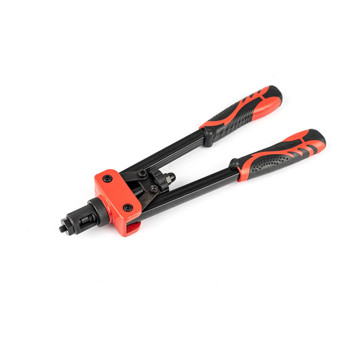 CQ14 model manual alloy rivet nut tool with six interchangeable tips, shown with 37 cm scale.