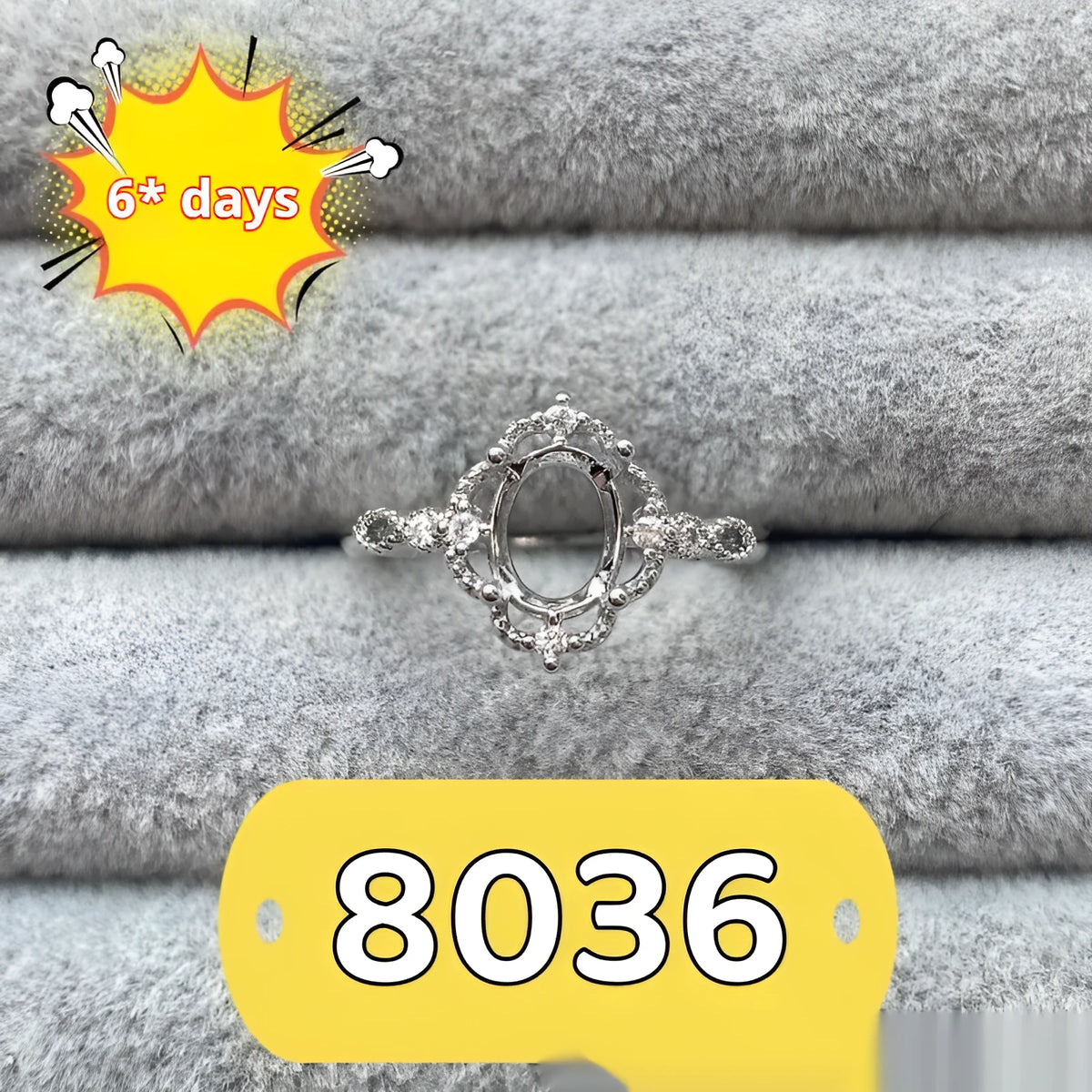 Oval denier ring with 6x8mm stone and five-pointed star element on copper band