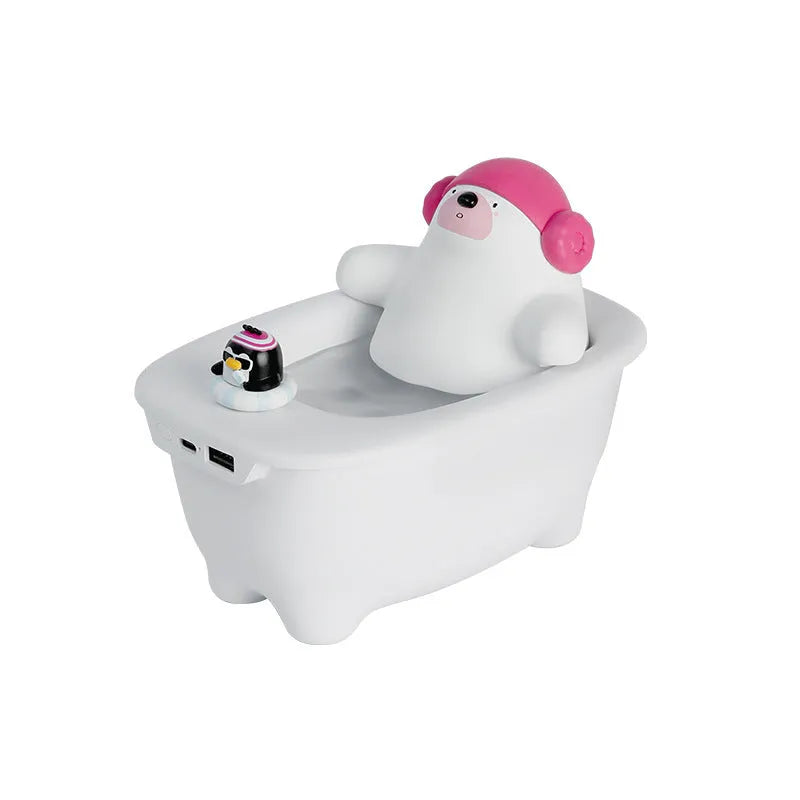 White USB air humidifier and scent diffuser with large water tank on a desk.